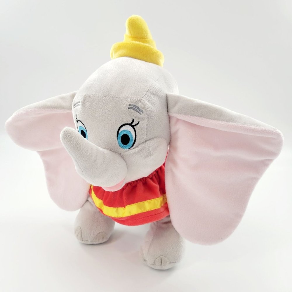 Disney Classic Dumbo Stuffed Animal with Yellow Hat Gray Elephant Plush 12"